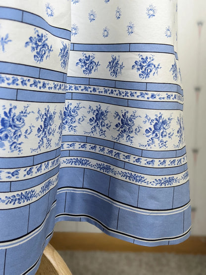 80s white and blue ditsy floral skirt by Kenneth Gordon (RARE!)