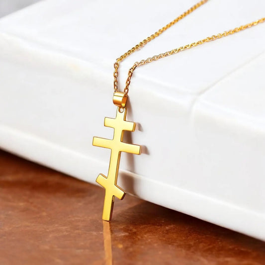 Classic Orthodox cross necklace gold