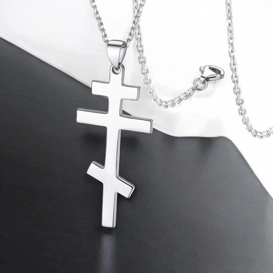 Classic Orthodox cross necklace silver